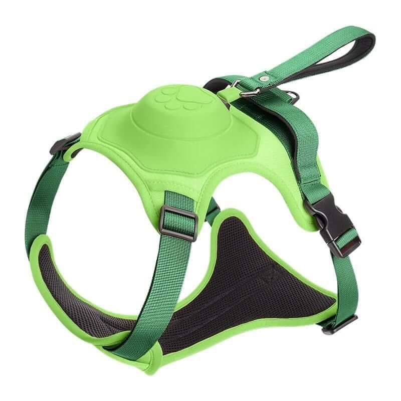 AirFlex Dog Harness in bright green with adjustable straps for comfort and control, perfect for dogs and cats.