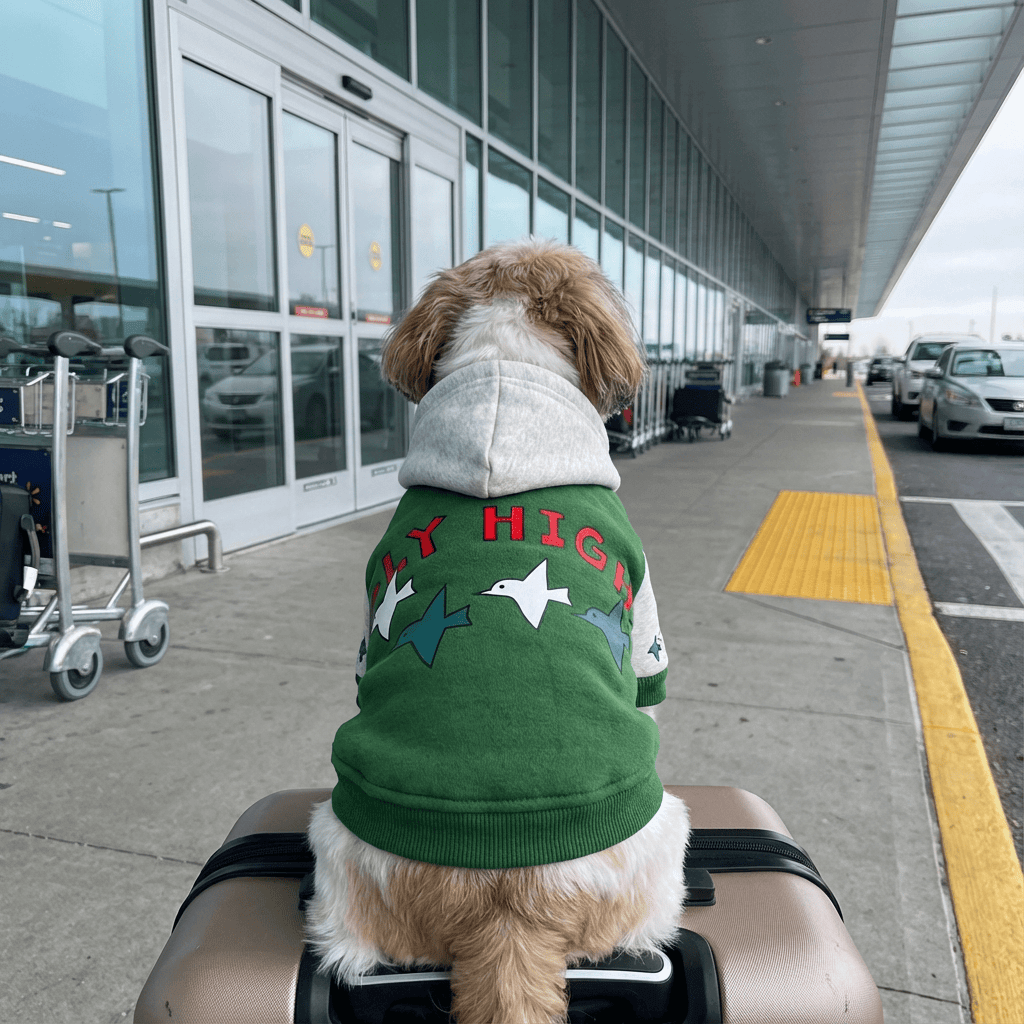 ChicPaw Korean Dog Hoodie worn by a small dog, featuring a stylish design and snug fit for comfort and warmth.
