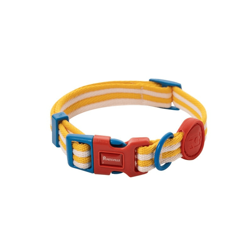 RetroRecord Dog Harness Set collar featuring vibrant colors and durable design for small to medium dogs by Dogs & Cats.