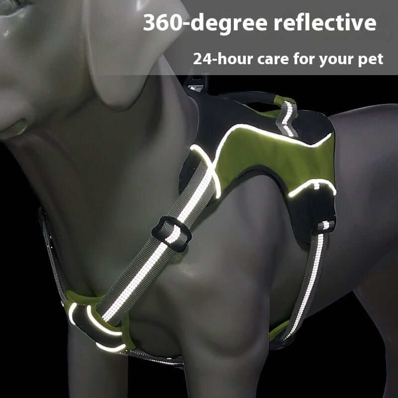 ActiveGuard Dog Harness in 360-degree reflective design for medium to large dogs, ensuring comfort and safety.