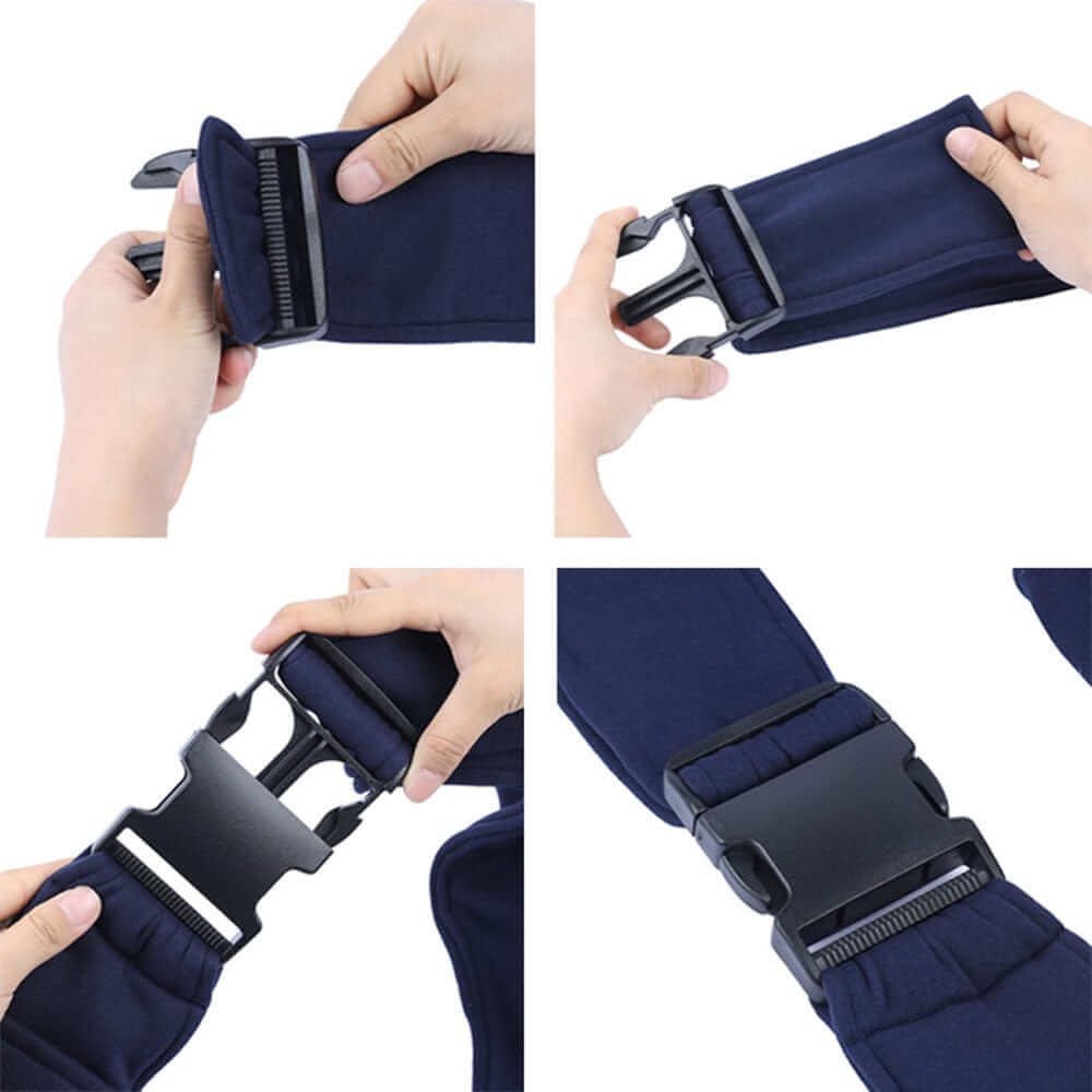 Adjustable Dog Sling Carrier adjustable strap features, easy buckle adjustments for comfort and security.