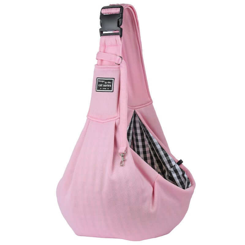 Adjustable Dog Sling Carrier - Pink design with cozy interior for small dogs and cats with adjustable strap by Dogs & Cats