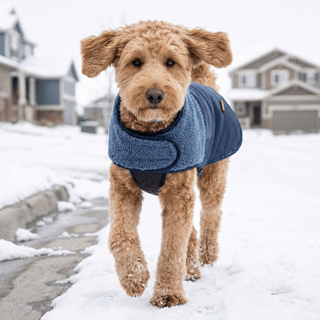 Arctic Sherpa Dog Jacket, insulated dog coat, features soft lamb fleece lining, Dogs & Cats brand, winter protection.