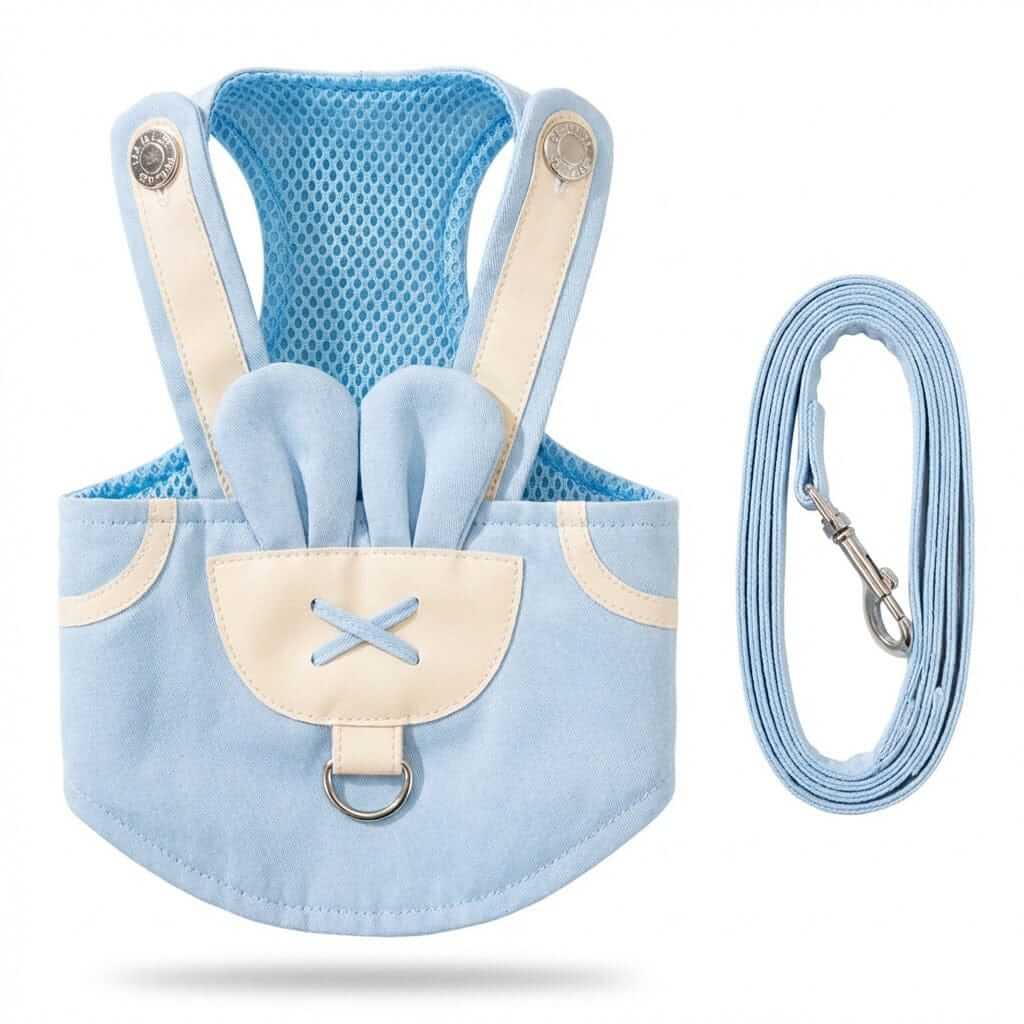 Beauty Walking Harness Set for Dogs & Cats, lightweight with air-mesh padding, adjustable quick-release chest belt.