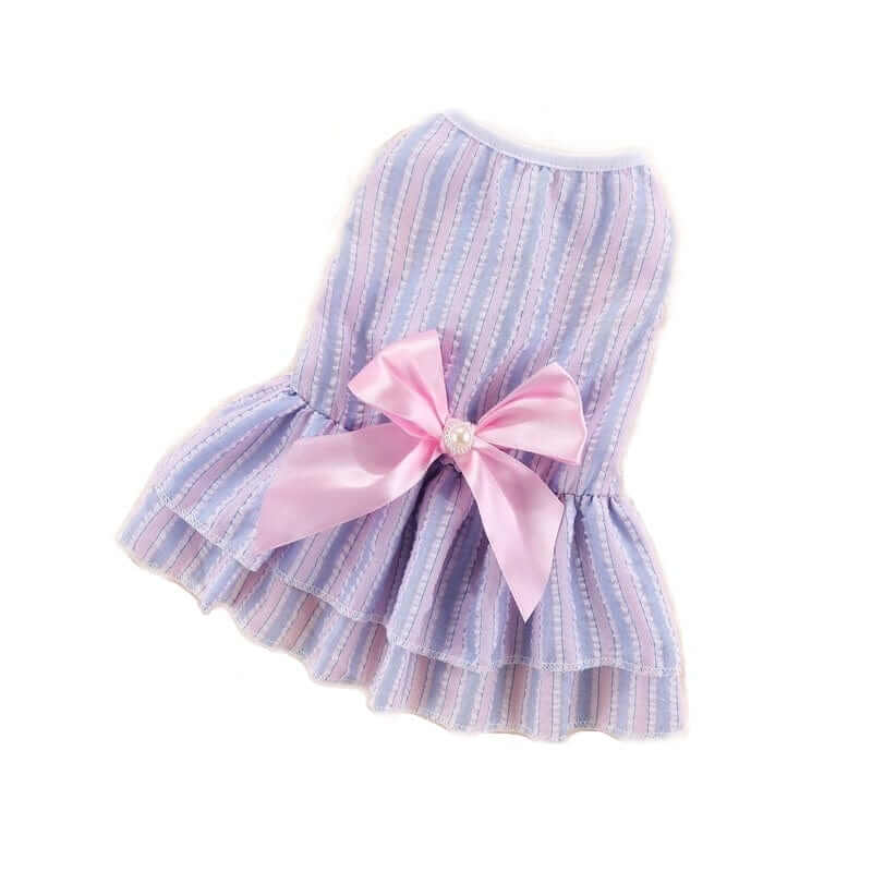 BowBelle Striped Dog Dress - Charming striped design with bow, perfect for small dogs & cats by Dogs & Cats.