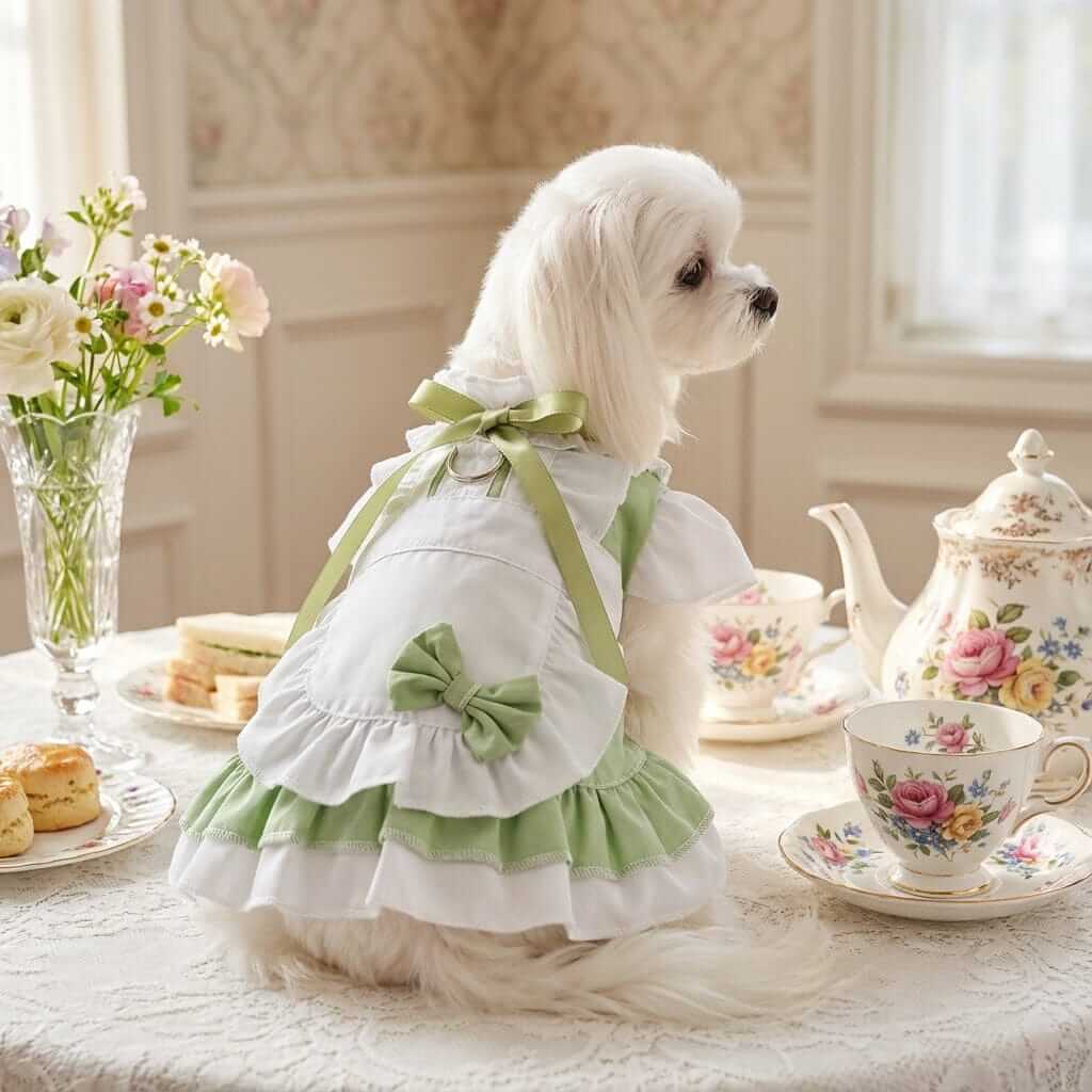 Breezy Summer Pet Frock for dogs; lightweight, breathable dress for summer days; charming design for stylish pets.