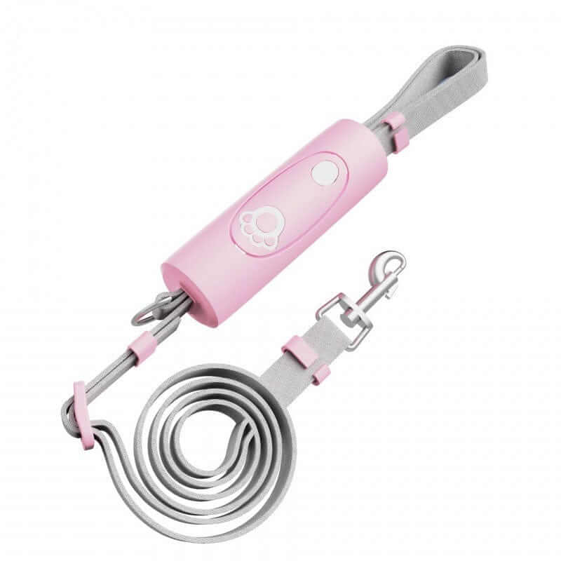 Bungee Comfort Leash for Small & Medium Dogs in pink, featuring bungee elasticity and stylish design by Dogs & Cats.