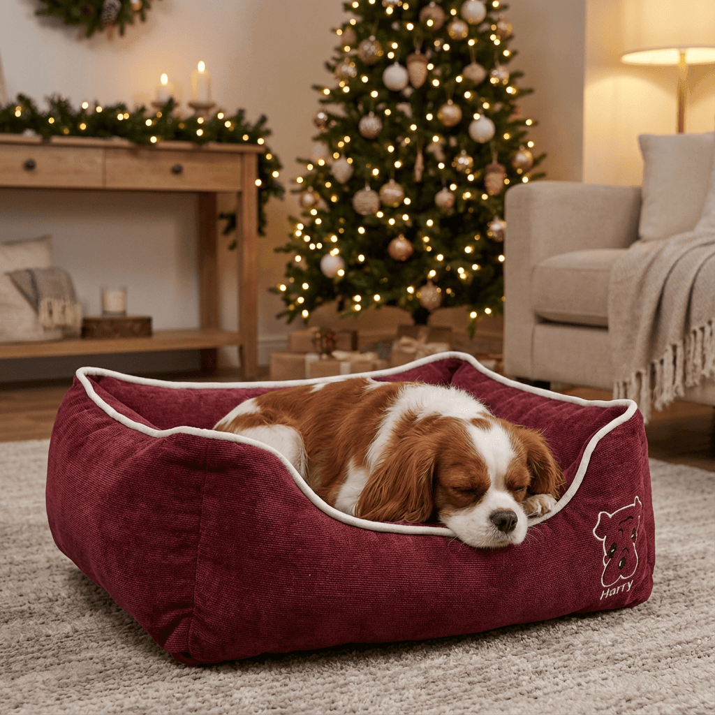 Candy Comfort Fleece Dog Bed - Plush fleece dog bed for ultimate comfort for dogs and cats, stylish and cozy for naptime.