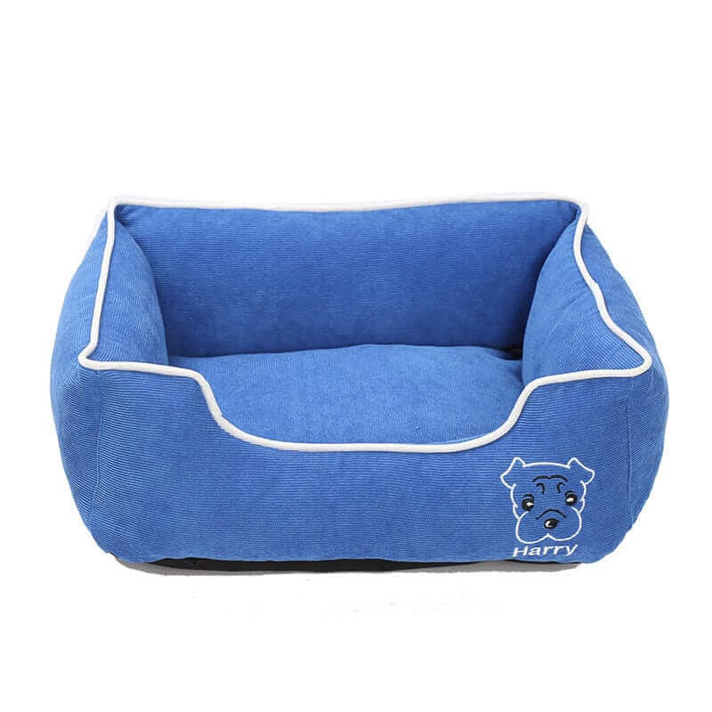 Candy Comfort Fleece Dog Bed in blue with plush material, perfect for dogs of all sizes from Dogs & Cats.