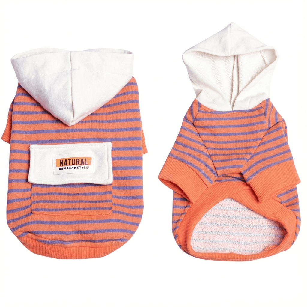 Check My Stripes Dog Hooded Sweater, striped pattern, breathable fabric for dogs, from Dogs & Cats brand.