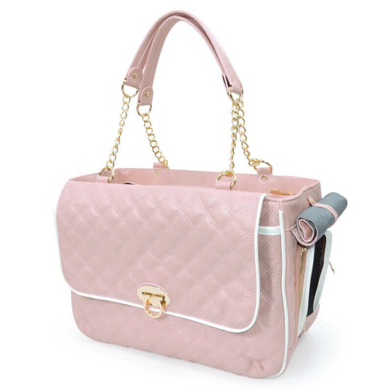 Chic Leather Pet Carrier for small dogs and cats, featuring premium leather, stylish design, and comfort.