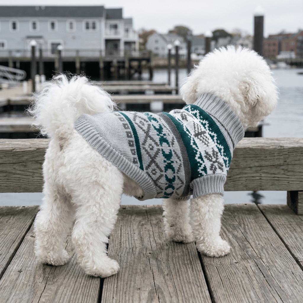 Christmas Pet Lapel Sweater for dogs featuring a stylish design, perfect for winter outings and adventures.
