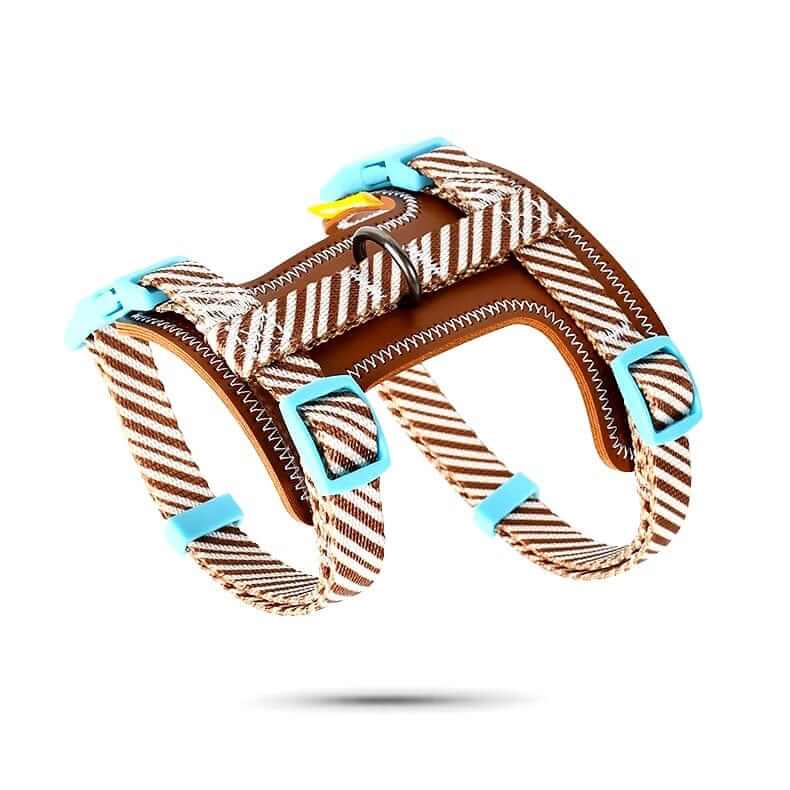 Classic Plaid Comfort Pet Harness Set for Dogs & Cats, featuring soft cotton webbing in a stylish design.