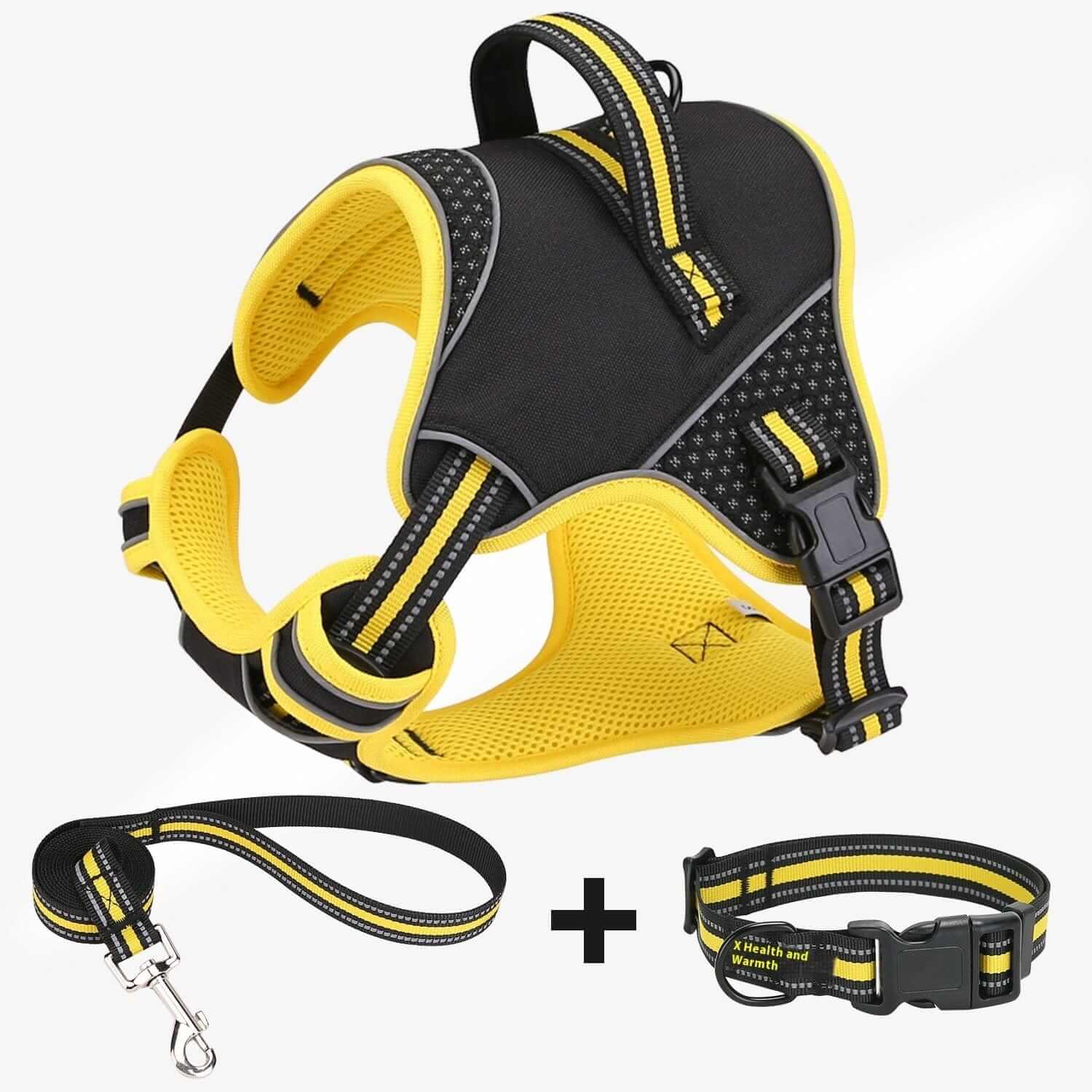 ComfyControl Reflective Dog Harness featuring soft padding, durable fabric, and a leash for optimal comfort and safety.