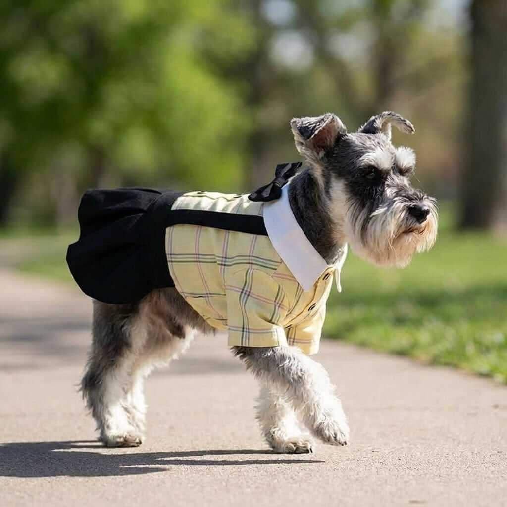 Couple Wear Student Suit for Dogs & Cats, featuring a bowtie, lightweight design and comfortable fit for special occasions.