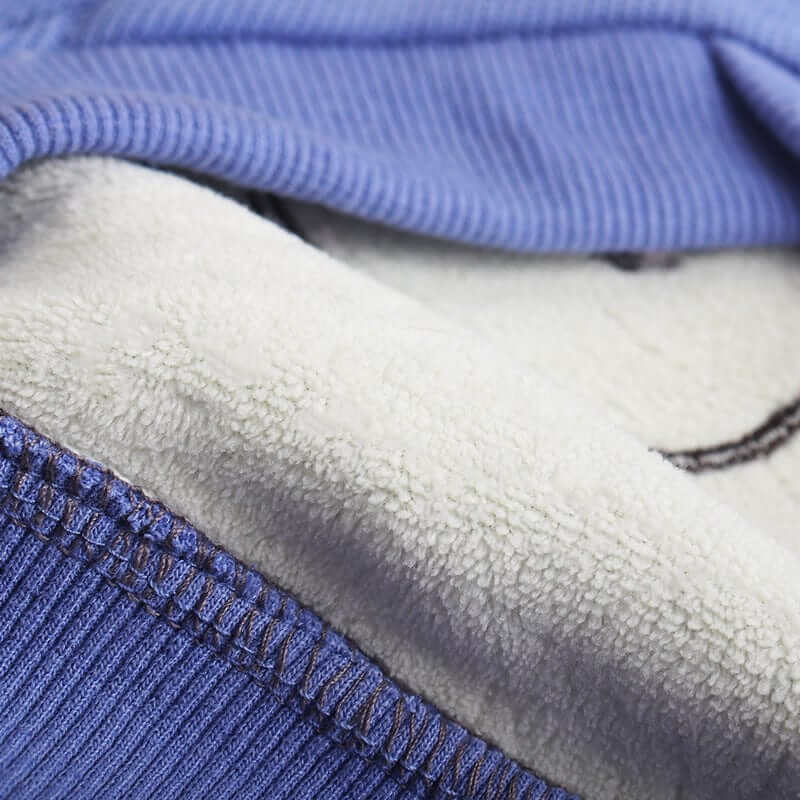 Cozy Designer Dog Hoodie close-up showing soft fleece interior and stylish blue fabric, perfect for dogs & cats.