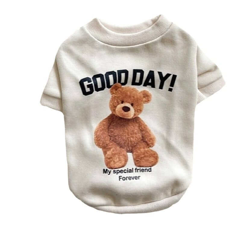 CuddleBear Pet Sweater for Dogs & Cats featuring a teddy bear design, cozy and stylish winter outfit.
