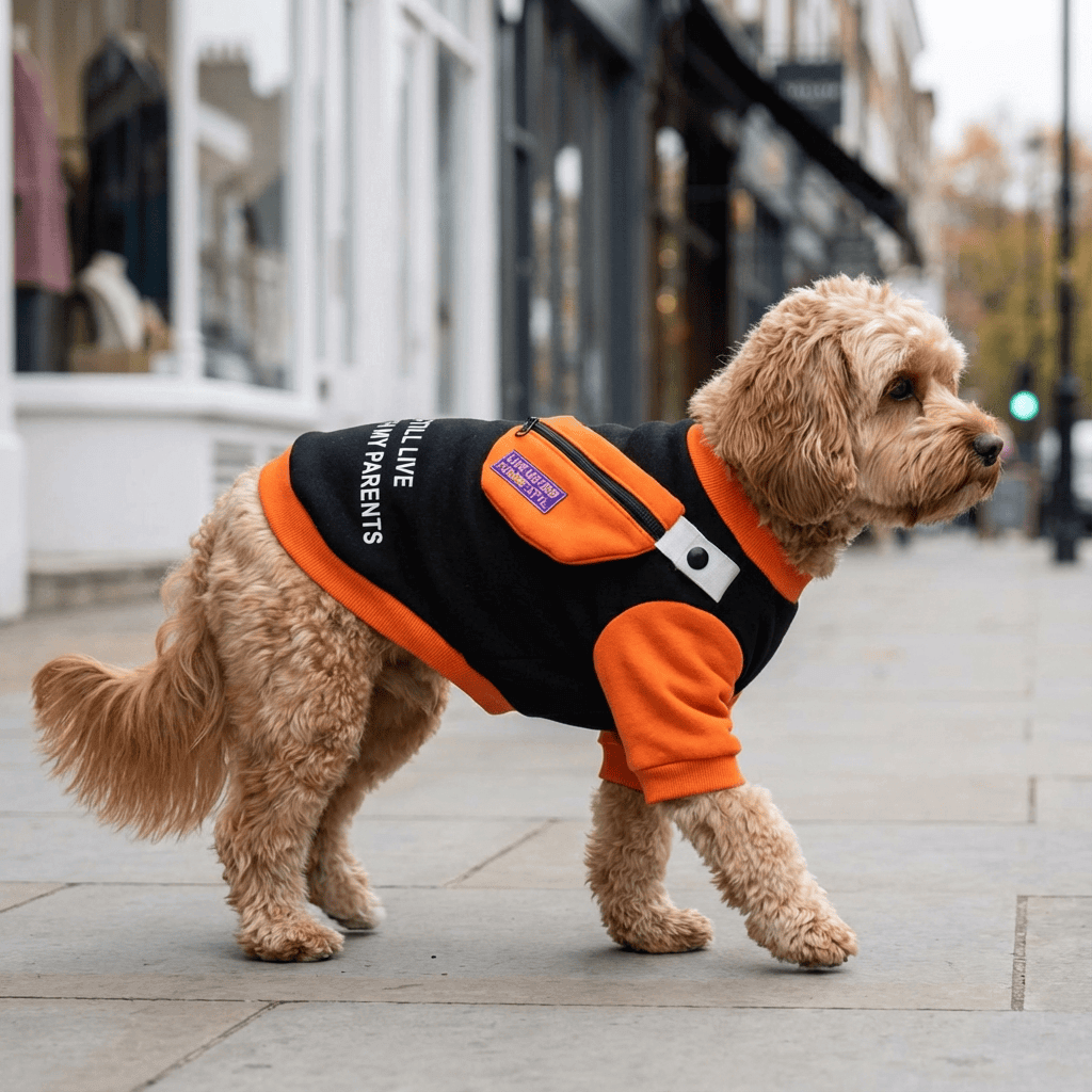 Detachable School Bag Dog Sweater for Dogs & Cats, features breathable fabric, short sleeves, and warm comfort for your pet.