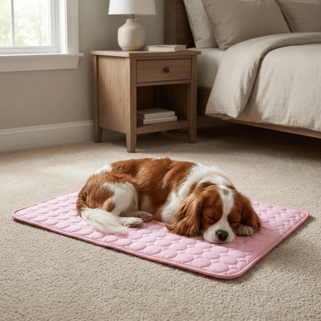 Dog Cooling Mat for Dogs & Cats, comfortable orthopedic mat with easy fill cap, non-toxic, perfect for cooling pets.