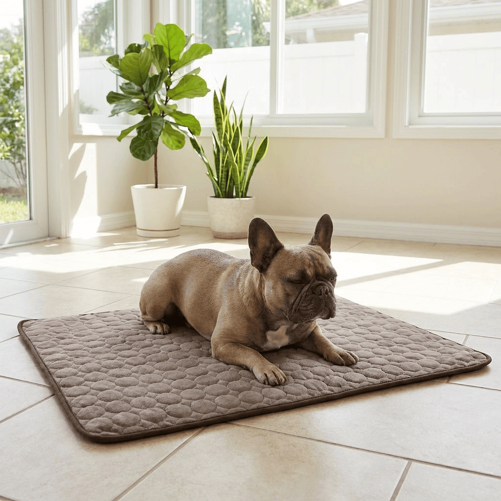 Dog Cooling Mat - orthopedic cooling mat for dogs, easy fill cap, no toxic gels, comfortable for pets.