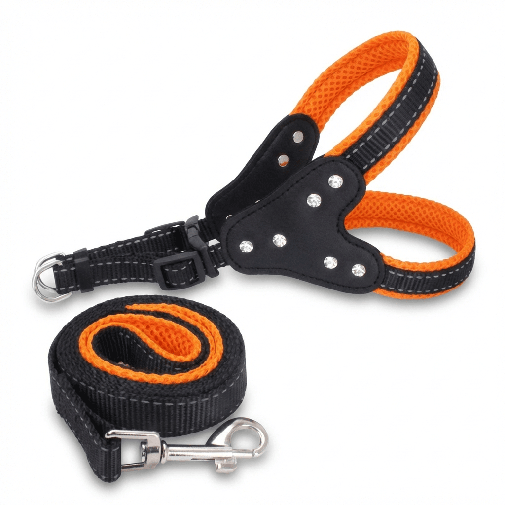 Dog Triangle Chest Strap - soft padded harness and leash for dogs and cats, adjustable, durable, comfortable. Dogs & Cats.