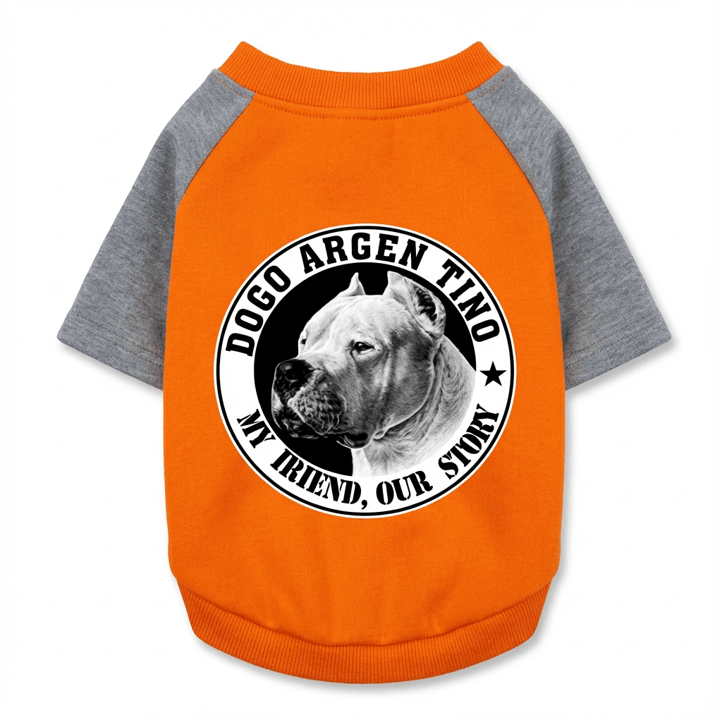 Dogo Argen Tino dog sweater featuring vibrant orange color and round neck design, perfect for stylish pets.