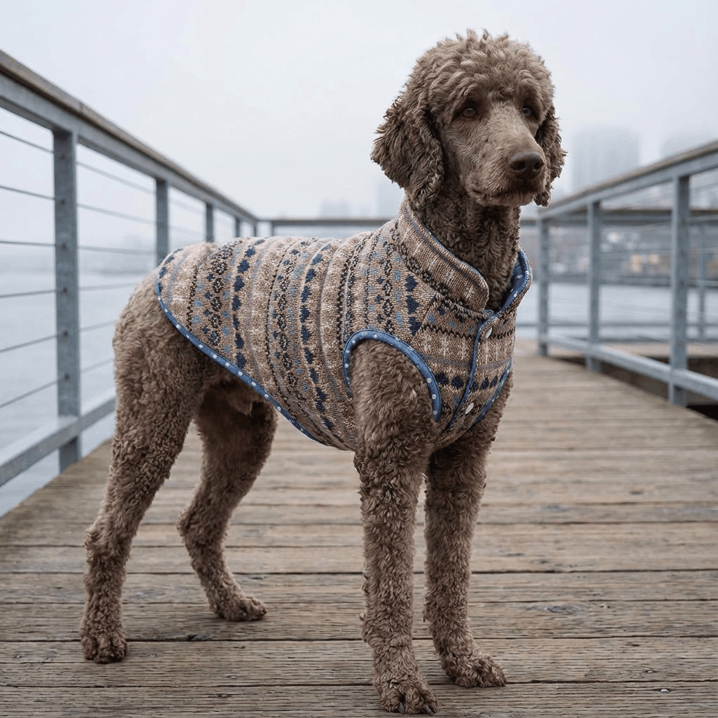 Double-Sided Casual Polka-dot Knitted Dog Vest on a dog by Dogs & Cats, featuring breathable, lightweight fabric.