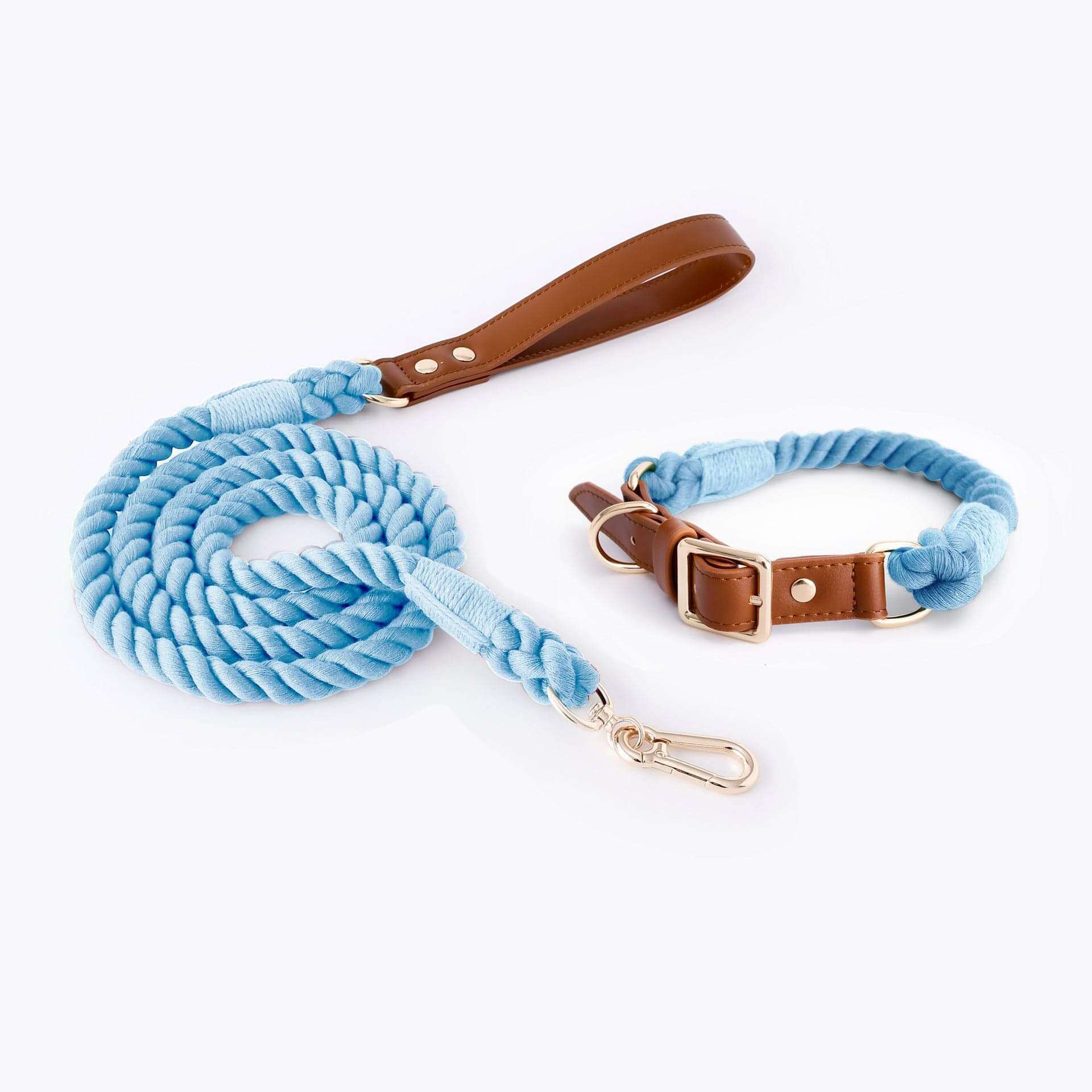 EleganceBound Collar Set - Stylish cotton and leather collar and leash for dogs from Dogs & Cats.