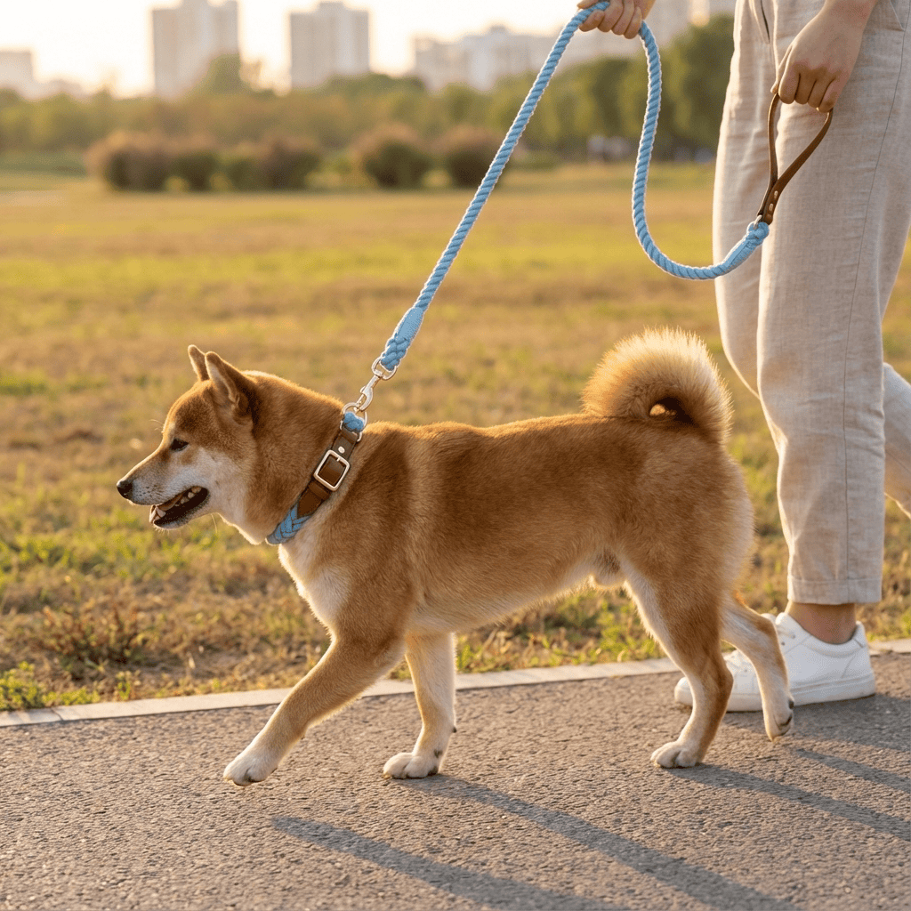 EleganceBound Collar Set - premium cotton & leather collar for dogs, stylish and durable, perfect for luxurious walks.