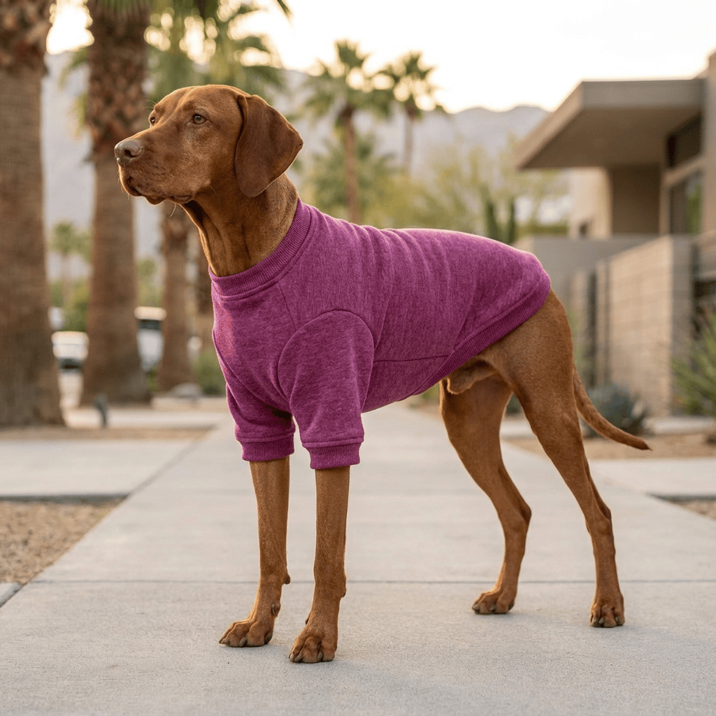 EverWarm Knit Dog Sweater on a dog, purple knit sweater for larger dogs, stylish and warm, Dogs & Cats brand