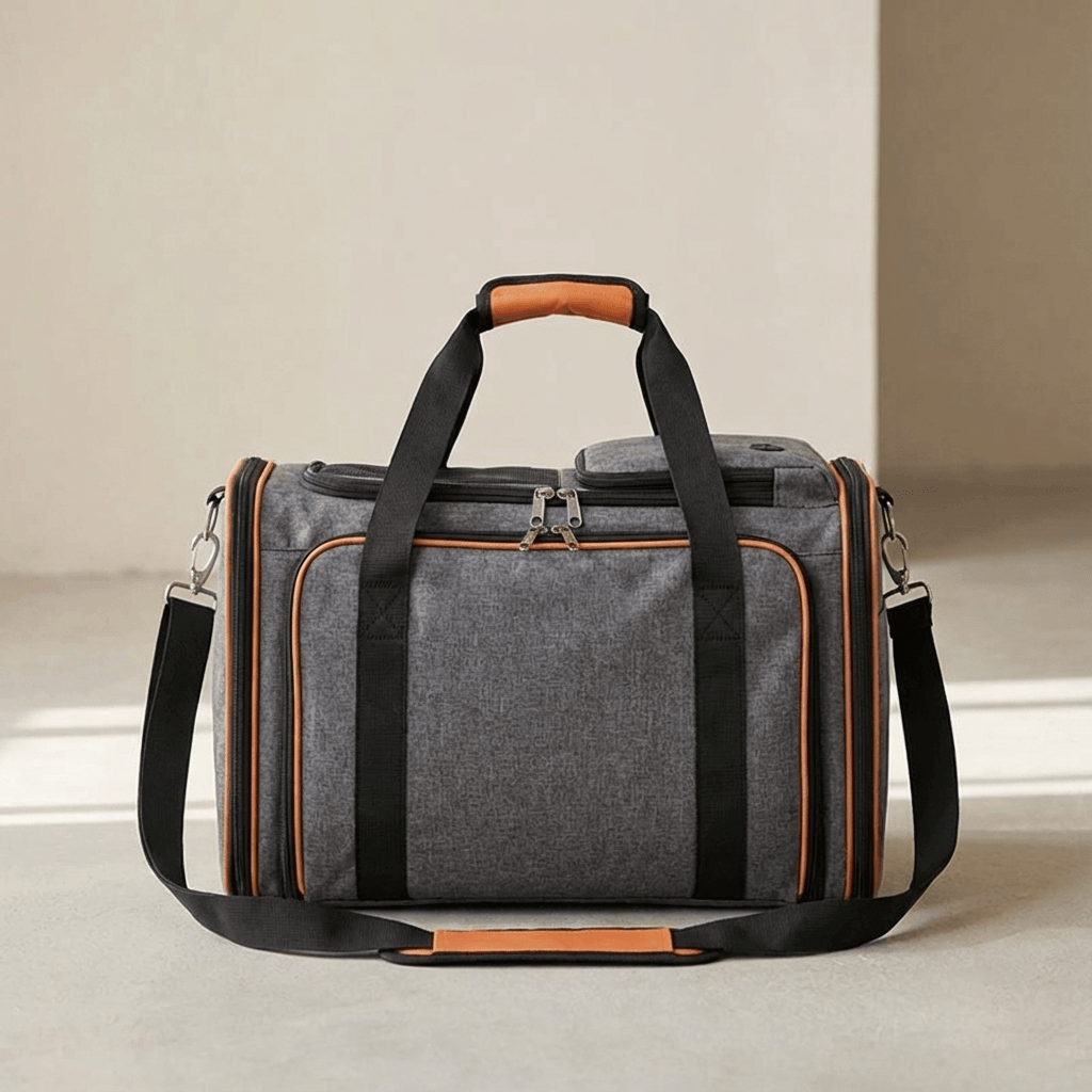 Expandable Large-Capacity Pet Travel Bag for Dogs & Cats with breathable mesh panels and spacious comfort.
