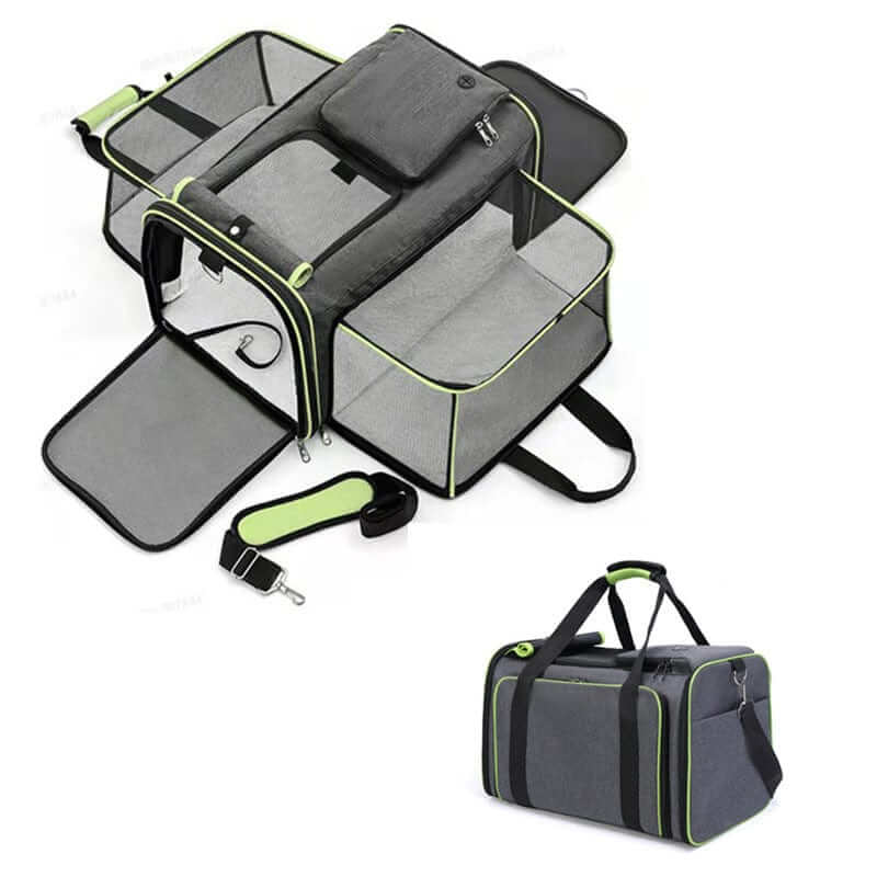 Expandable Large-Capacity Pet Travel Bag with breathable mesh, large capacity, designed for Dogs & Cats comfort.