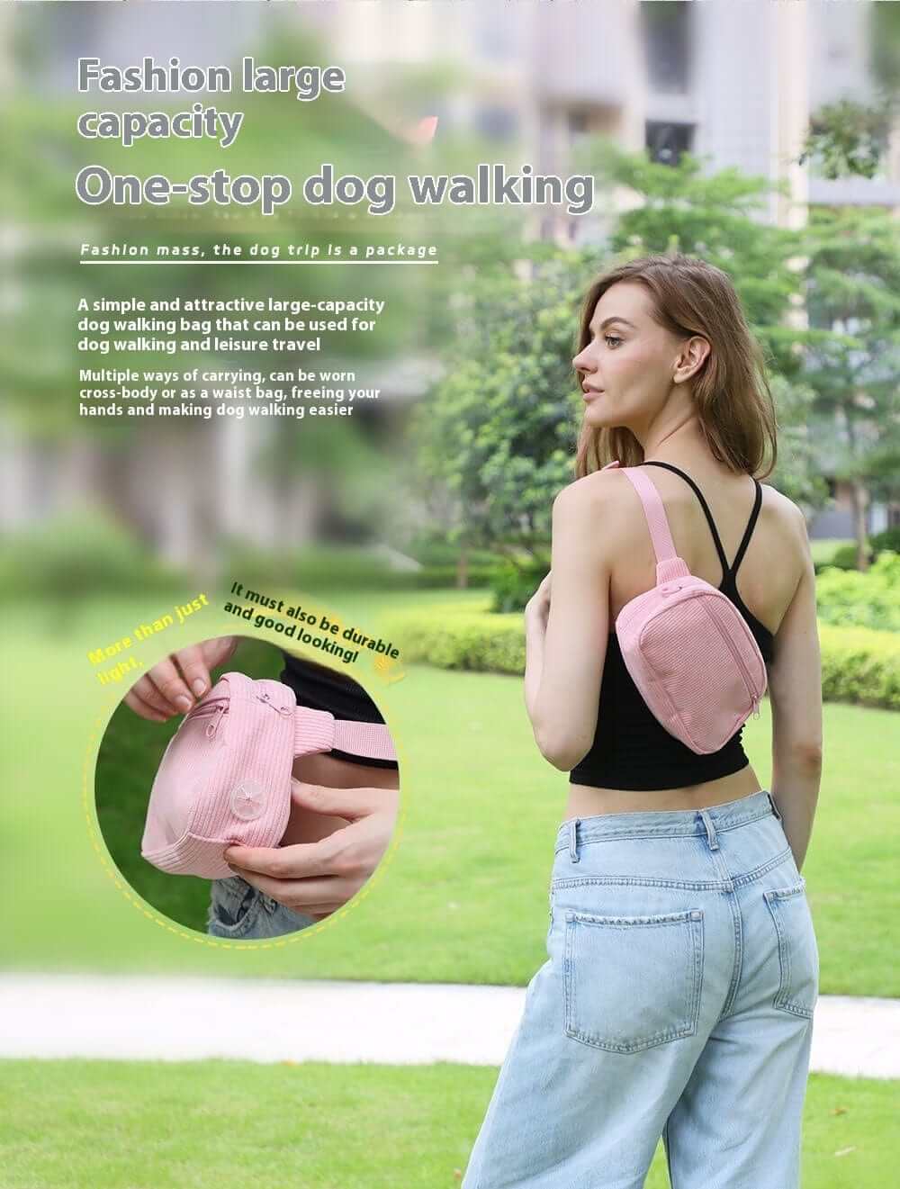 The Luxe Corduroy Dog Collection walking bag, large capacity, stylish design for dog walking - Dogs & Cats brand.