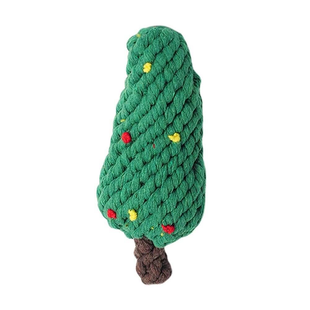 Festive Dog Tooth Cleaning Toys - Christmas tree shape for dogs, promotes dental health, durable cotton thread - Dogs & Cats