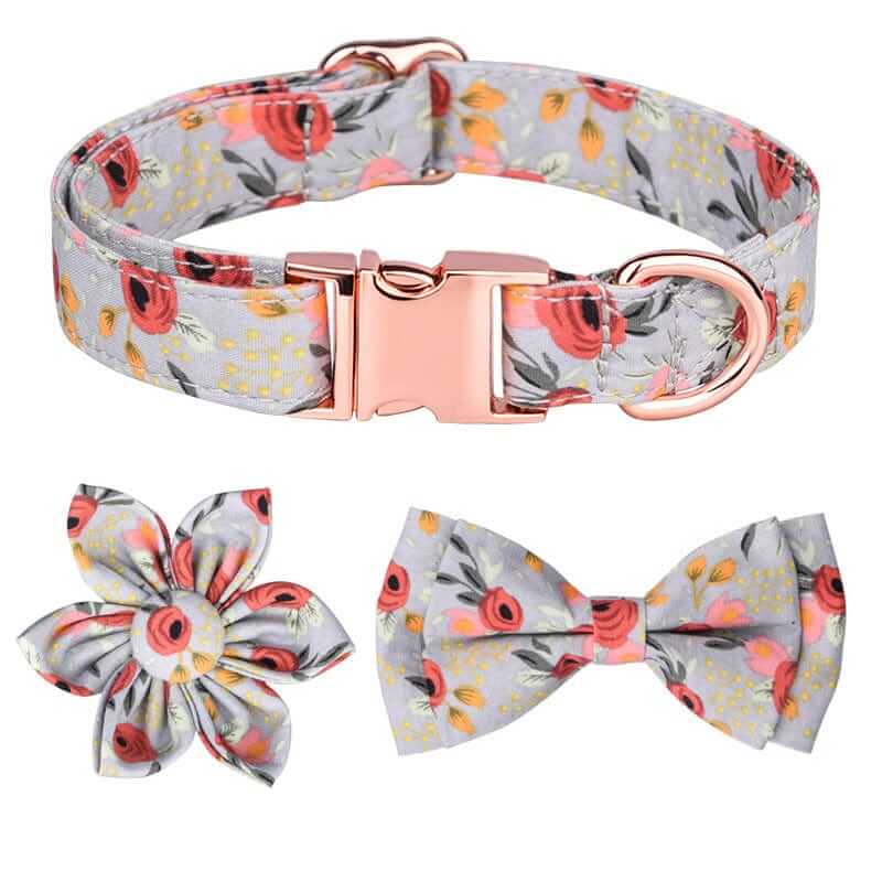 Floral Charm Detachable Dog Collar with flower and bow accessories for pets by Dogs & Cats.