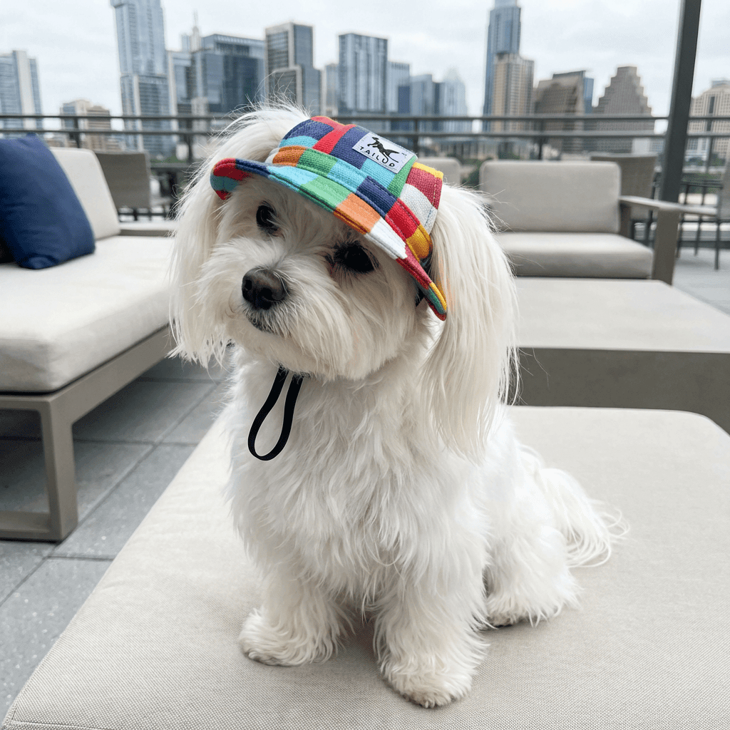 Floral Mesh Breathable Sun Hat for dogs and cats, features floral pattern, breathable mesh, adjustable fit, Dogs & Cats brand.