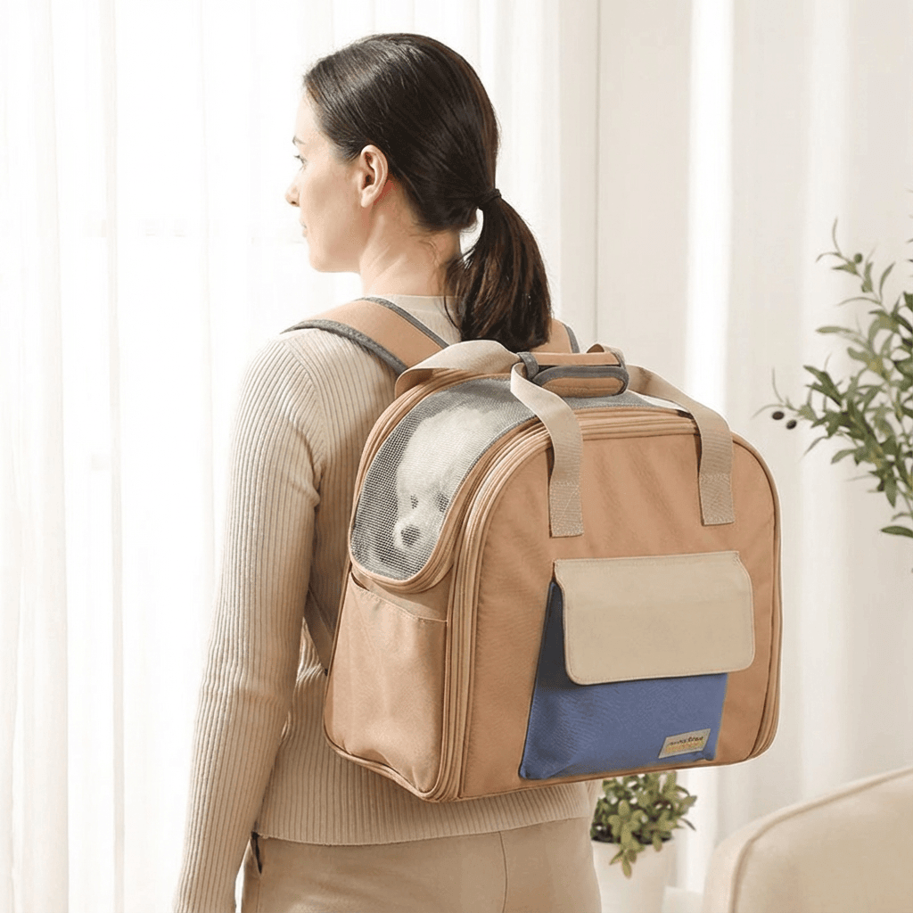 Foldable Pet Travel Backpack, dog and cat carrier, spacious design, breathable mesh panels, Dogs & Cats brand