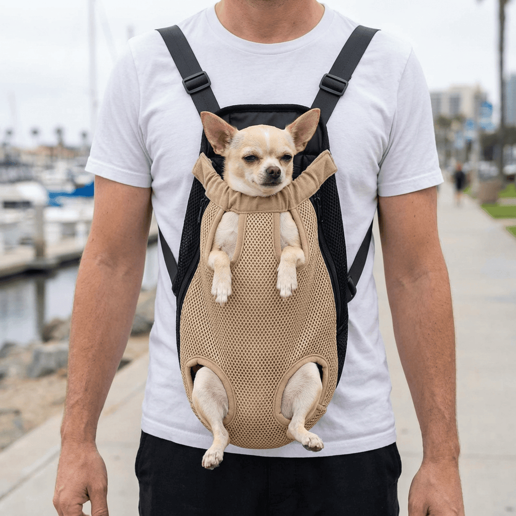 Front Pet Outdoor Carrier for dogs and cats with adjustable comfort features and hands-free design, perfect for travel.