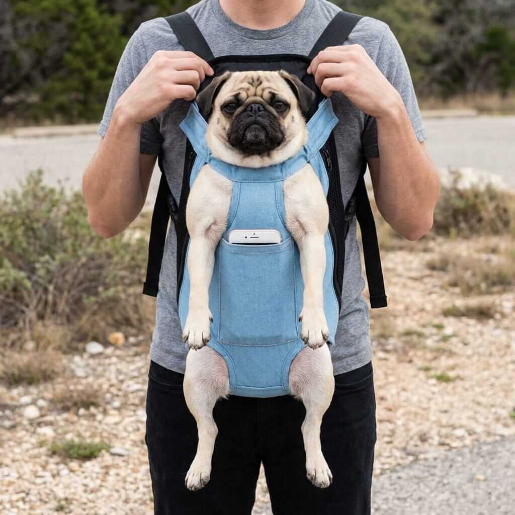 Front Pet Outdoor Carrier - Comfortable pet carrier for dogs & cats, featuring padded shoulder straps and hands-free design.
