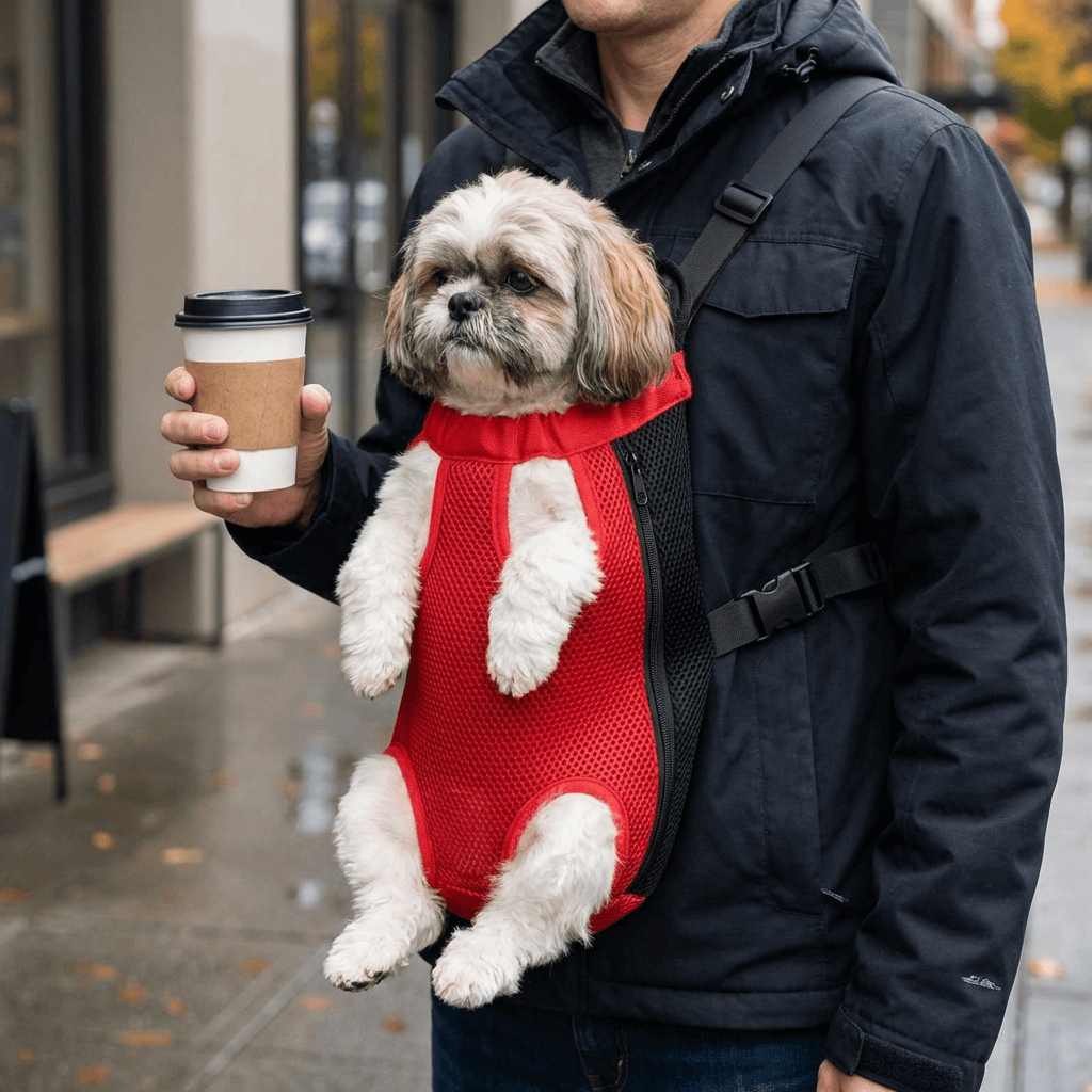 Front Pet Outdoor Carrier - Comfortable pet carrier for dogs & cats with adjustable shoulder straps, hands-free design.