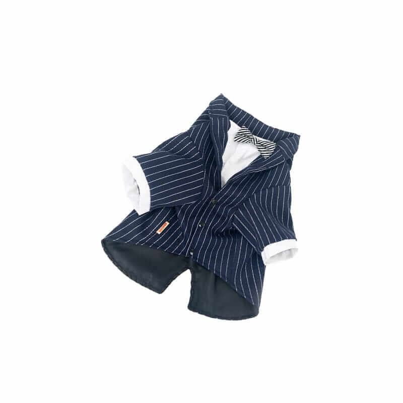 Gentle-Dog Striped Suit for dogs, features a jacket, shirt, and tie in comfortable material by Dogs & Cats brand.