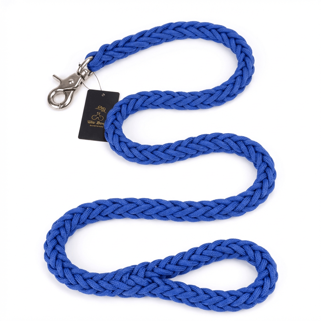 Heavy Duty Metal Clasp Braided Dog Leash in blue, featuring durable braided design by Dogs & Cats.