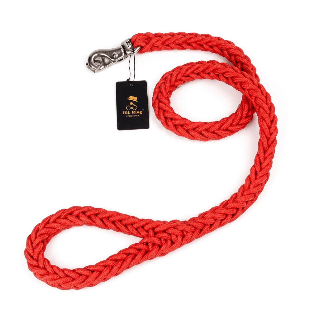 Heavy Duty Metal Clasp Braided Dog Leash in vibrant red color with durable braided design for dogs and cats.