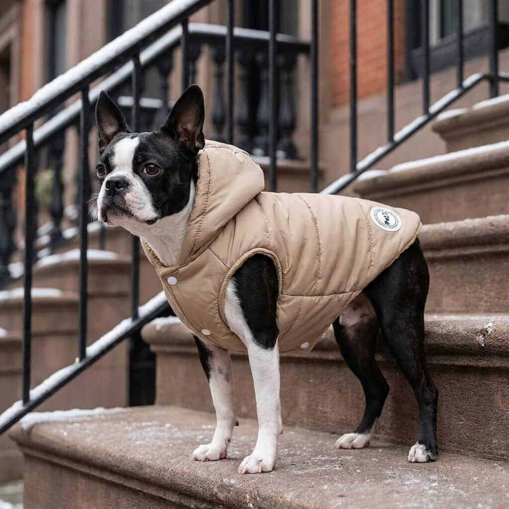 Hooded Ribbed Warm Dog Jacket for Dogs & Cats features lightweight, breathable, luxuriously soft design for warmth and comfort.
