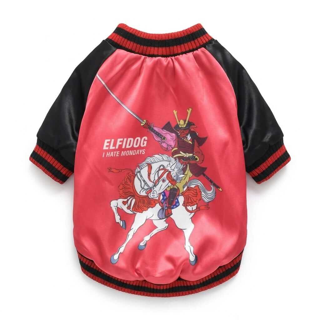 I hate Mondays Basketball Dog Jacket by Elfidog, lightweight and breathable dog apparel for chilly weather.