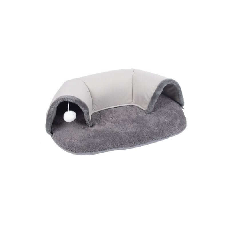 Interactive Cat Tunnel Bed - Cozy tunnel bed for cats, features plush mat, self-warming design by Dogs & Cats.