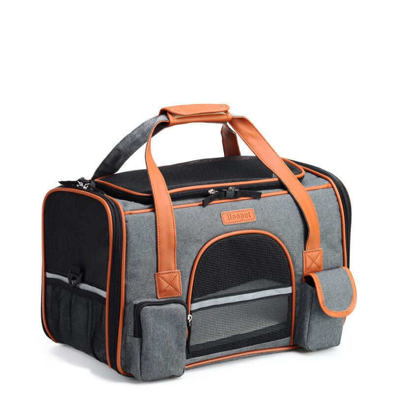 JetSet Paws Luxury Travel Pet Carrier & Car Seat - Stylish carrier for dogs and cats featuring secure design and convenient pockets.