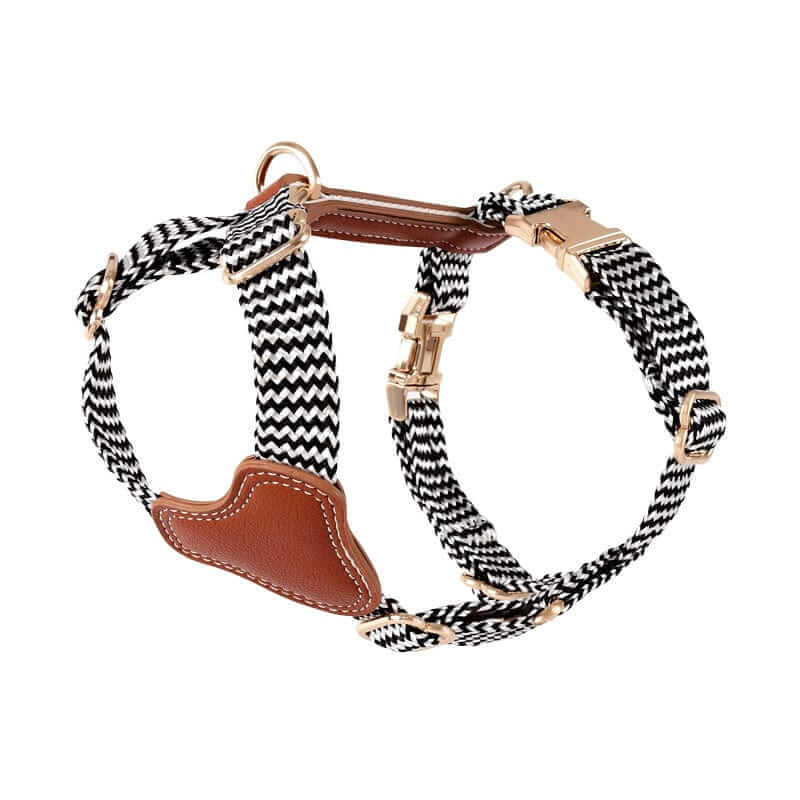 LuxPaw Knitted Leather Harness - stylish, durable design for dogs, featuring premium leather and knitted accents.