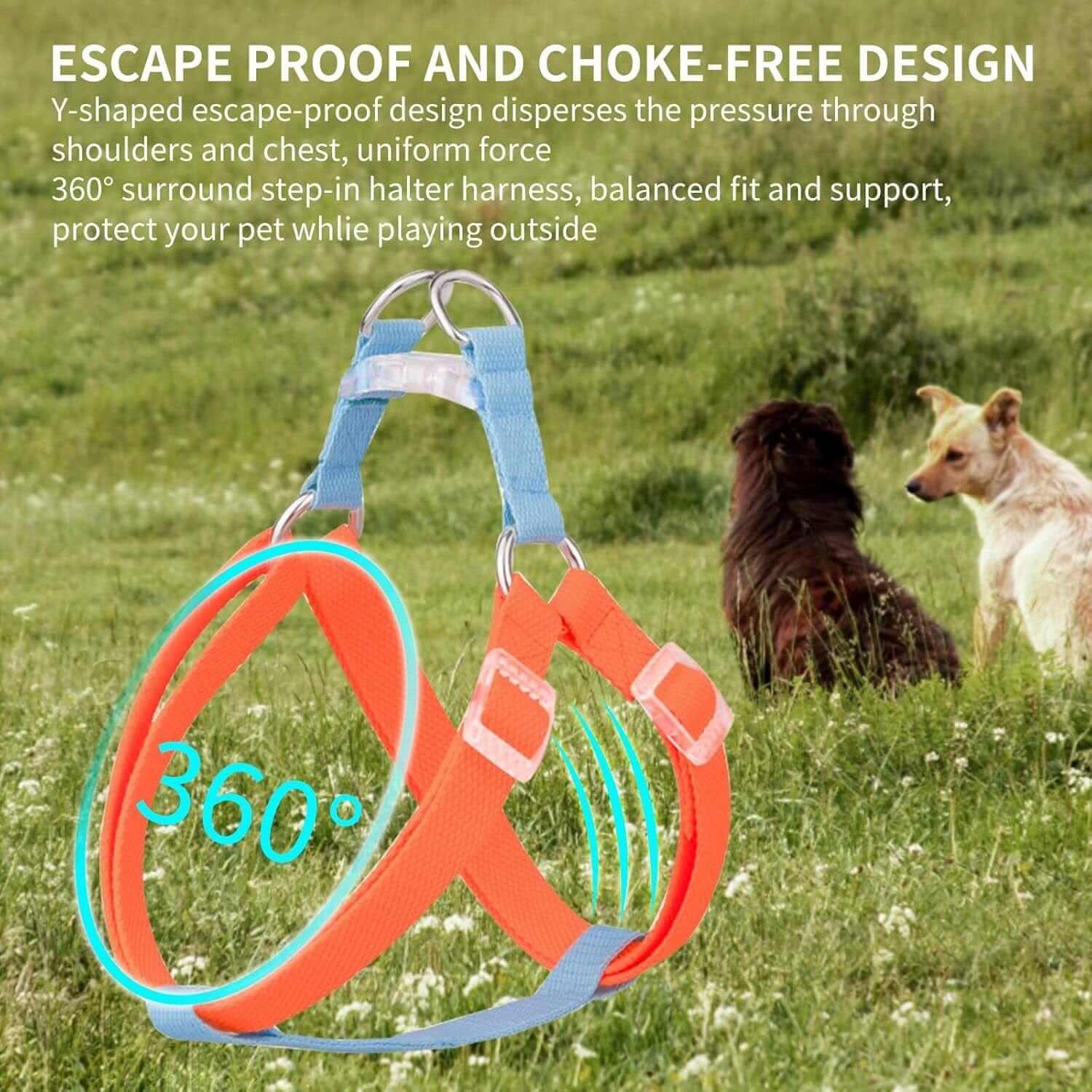 LuxStride 3-Piece Dog Set: escape proof harness for comfort, balanced fit, perfect for dogs during outdoor activities.