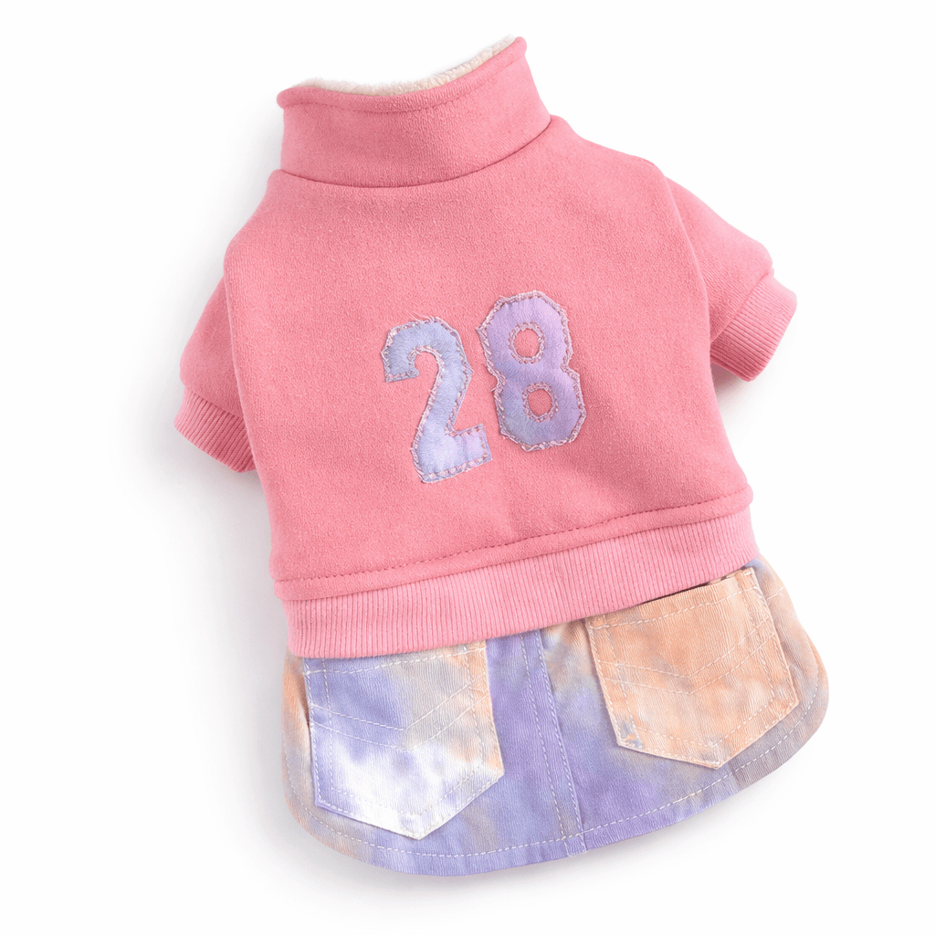 Number 28 Button Up Winter Dog Sweater by Dogs & Cats, featuring breathable soft fabric and lightweight design for comfort.